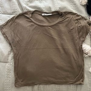 Zara Basics olive green crop tee